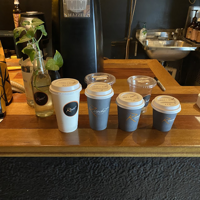 Coffee Cup Sizes on Display