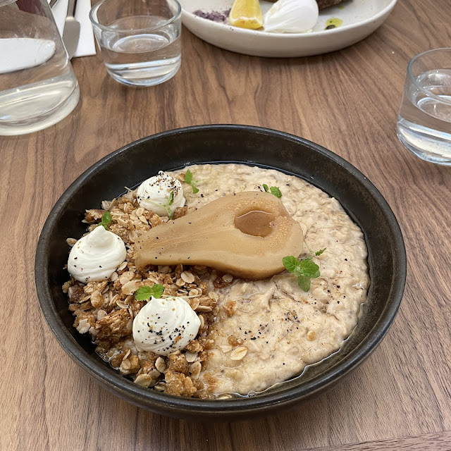 Spiced Poached Pear Porridge