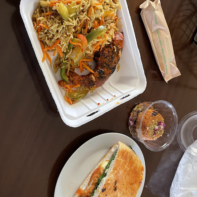 Mediterranean Rice Knafeh Bite and Chicken Schnitzel Focaccia