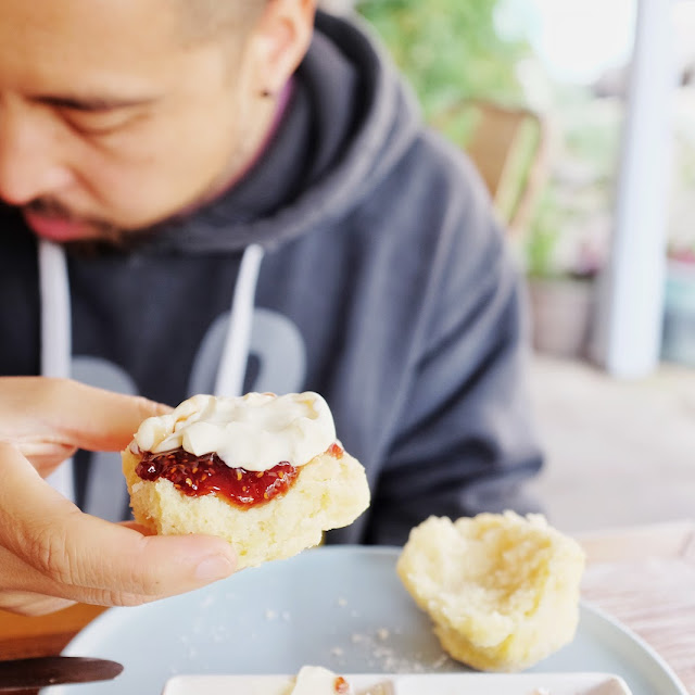 Scones with Cream and Raspberry Jam