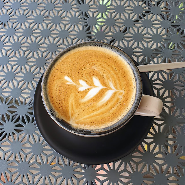 Bacon and Egg Roll with Large Latte