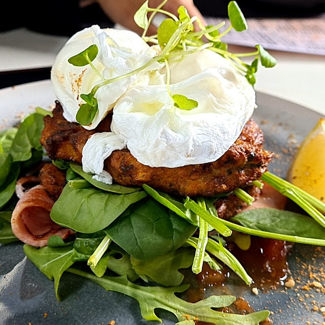 Corn and Zucchini Fritters with Poached Eggs